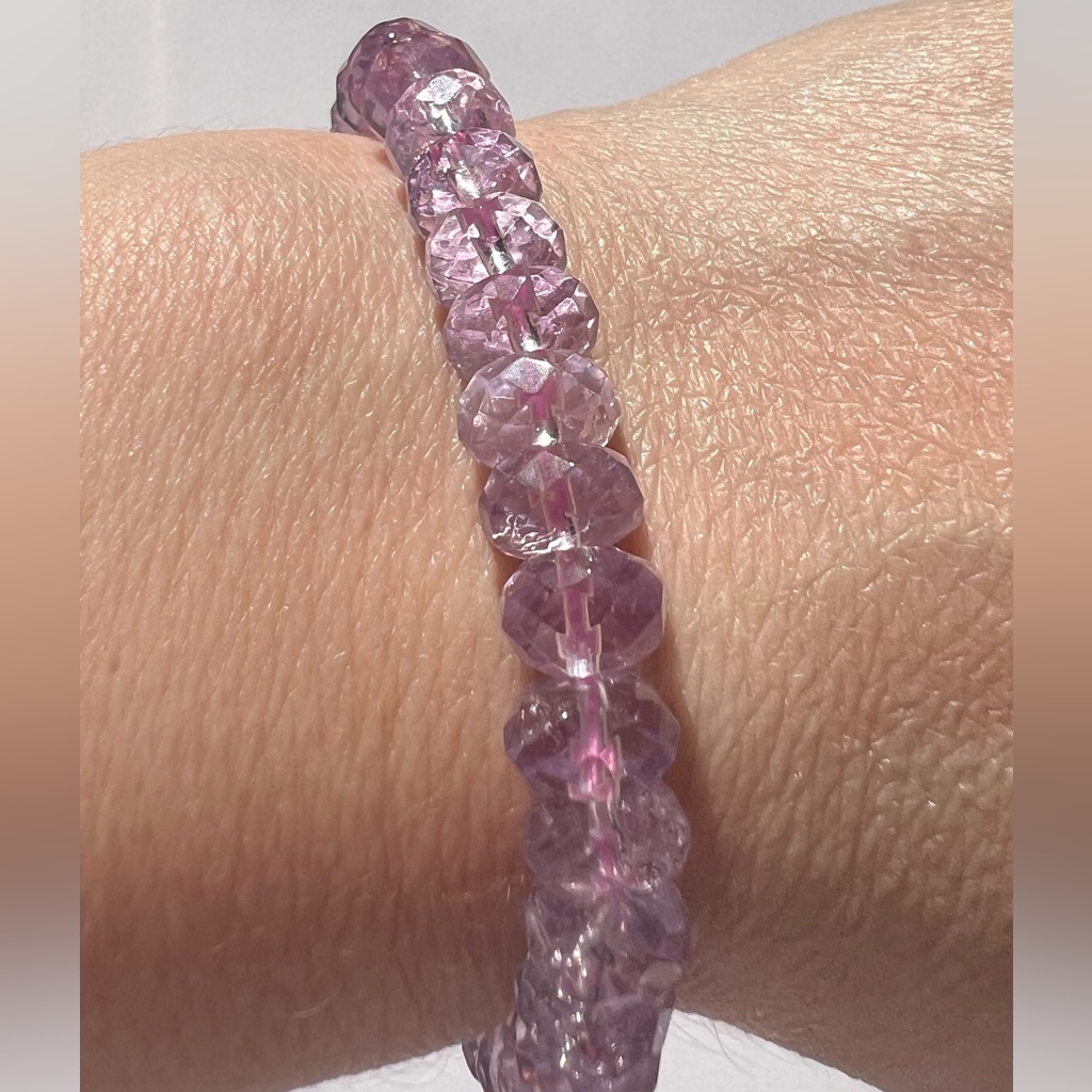 Blam50 7.2mm-7.8mmgenuine Organicrare Lavender Faceted Amethyst Handmadebracelet